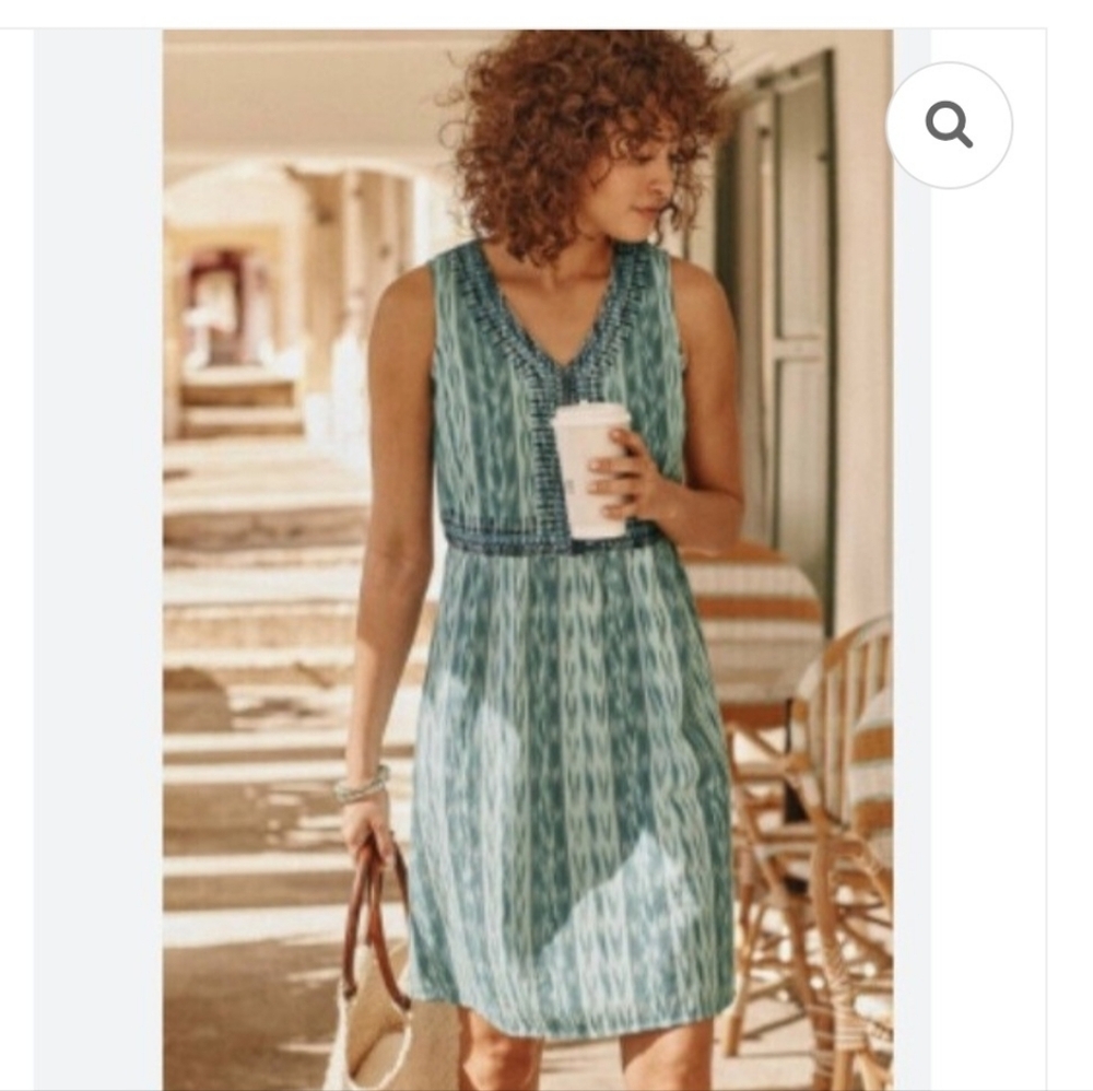 J. Jill  Dress in Green and White